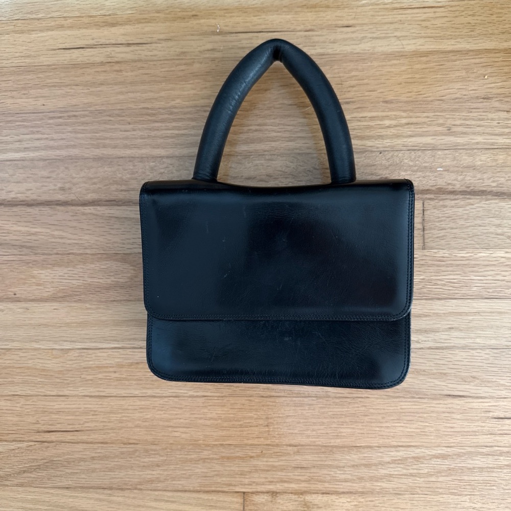 Vintage Fausto Santini Black Leather Shoulder Bag – Made in Italy